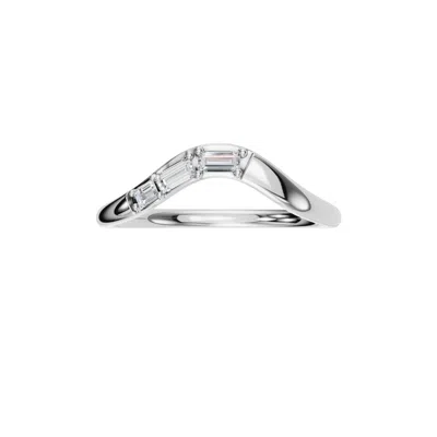 Aya Fine Jewelry Women's Eighteen Kt White Gold Elegant Baguette Diamond Ring In Metallic