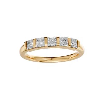 Aya Fine Jewelry Women's Elegant Princess Cut Lab Grown Diamond Band Ring In 14k Yellow Gold