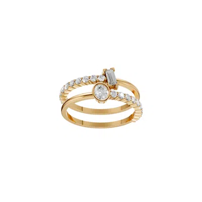 Aya Fine Jewelry Women's Emerald & Oval Lab Diamond Bypass Ring In 14k Yellow Gold