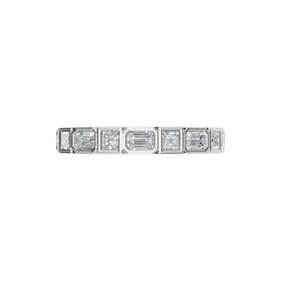 Aya Fine Jewelry Women's Fourteen Kt White Gold Emerald Edge Eternity Diamond Ring In Silver