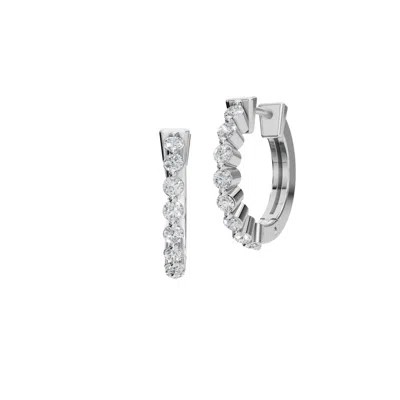 Aya Fine Jewelry Women's Fourteen Kt White Gold Eternity Diamond Hoop Earrings In Silver