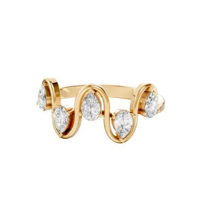Aya Fine Jewelry Women's Infinity Pear Cut Lab Diamond Ring In 14k Yellow Gold For Christmas Gift