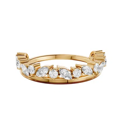 Aya Fine Jewelry Women's Leaf Diamond Eternity Ring In Yellow