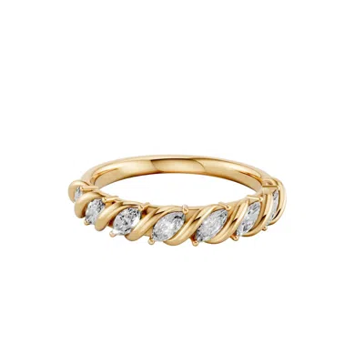 Aya Fine Jewelry Women's Marquise Lab-grown Diamond Twisted Rope Band Ring In 14k Yellow Gold