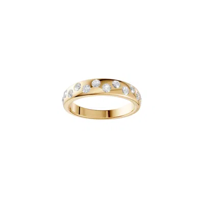 Aya Fine Jewelry Women's Minimalist Lab Diamond Band In 14k Solid Yellow Gold |flush Set Wedding Ring