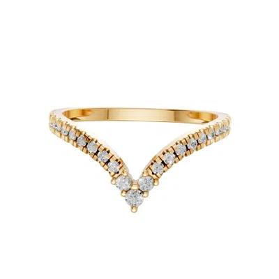 Aya Fine Jewelry Women's Minimalist V-shaped 0.24 Ct Lab Diamond Chevron Ring In 18k Solid Yellow Gold