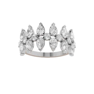 Aya Fine Jewelry Women's Oval & Round Lab Grown Diamond Statement Ring In 14k White Gold