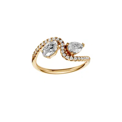 Aya Fine Jewelry Women's Pear & Oval Lab Diamond Open Bypass Ring In 14k Yellow Gold
