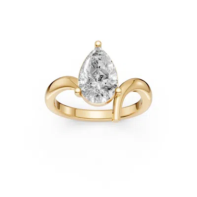 Aya Fine Jewelry Women's Pear Lab Diamond Bypass Solitaire Engagement Ring In 1.00 Ct ,14k Solid Yellow Gold