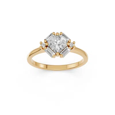 Aya Fine Jewelry Women's Princess Cut Lab Grown Diamond Engagement Ring In 14k Yellow Gold