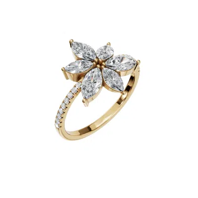 Aya Fine Jewelry Women's Rose Gold / White / Yellow Eighteen Kt Luxury Marquise Petal Diamond Ring