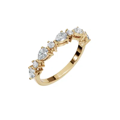 Aya Fine Jewelry Women's Rose Gold / White / Yellow Fourteen Kt Pear Elegance Alternating Diamond Ring