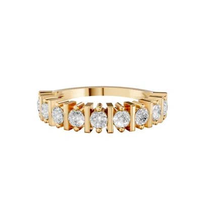 Aya Fine Jewelry Women's Round Half Eternity Lab Diamond Wedding Band Ring In 14k Yellow Gold