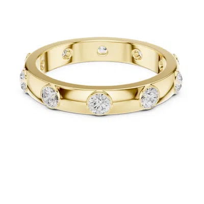 Aya Fine Jewelry Women's Round Lab Diamond Eternity Wedding Band Ring, Bezel Set Stackable Anniversary Ring In Solid  In Yellow