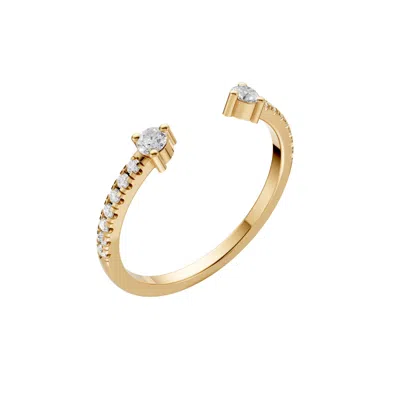 Aya Fine Jewelry Women's Round Lab Diamond Open Cuff Stackable Ring In 14k Yellow Gold