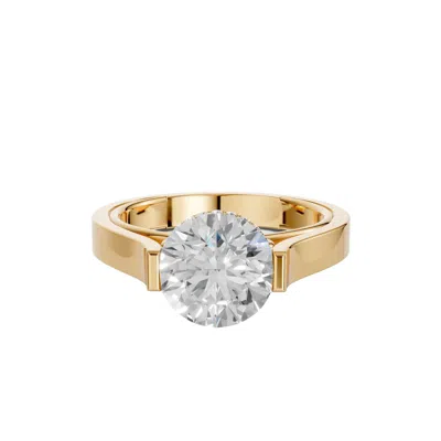 Aya Fine Jewelry Women's Round Lab Diamond Solitaire Engagement Ring With Hidden Halo In 14k Yellow Gold