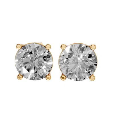 Aya Fine Jewelry Women's Round Lab Diamond Solitaire Stud Earrings In Yellow