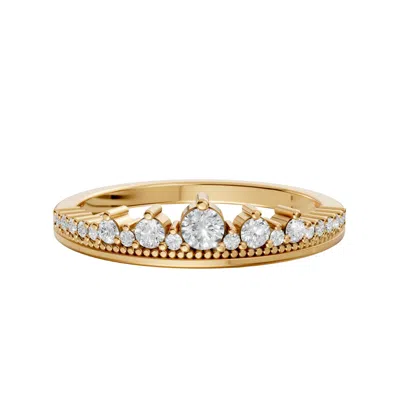 Aya Fine Jewelry Women's Stackable Lab Diamond Ring 0.25 Ctw In 14k Yellow Gold Timeless Wedding Band