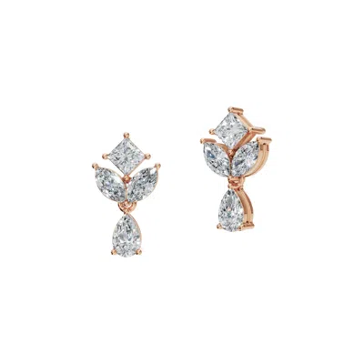 Aya Fine Jewelry Women's Ten Kt Rose Gold Graceful Petal-style Lab Grown Diamond Earrings