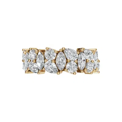 Aya Fine Jewelry Women's Yellow / White / Rose Gold Fourteen Kt Radiant Crown Wide Marquise Diamond Band