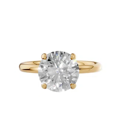 Aya Fine Jewelry Women's Timeless Solitaire Round Lab Diamond Engagement Ring In Solid 14 Kt Yellow Gold