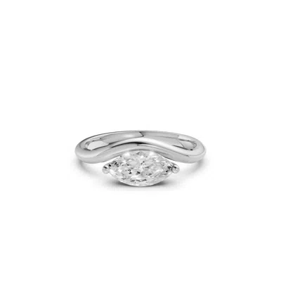 Aya Fine Jewelry Women's White Elara Marquise Lab Grown Diamond Curved Solitaire Engagement Band Ring In Gold