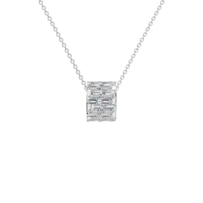 Aya Fine Jewelry Women's White / Yellow / Rose Gold Eighteen Kt  Baguette Barrel Pendant Necklace In Metallic