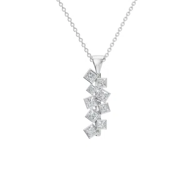 Aya Fine Jewelry Women's White / Yellow / Rose Gold Eighteen Kt Cascading Princess Diamond Pendant Necklace In Silver