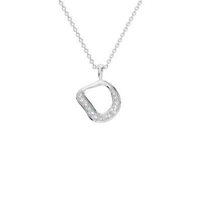 Aya Fine Jewelry Women's White / Yellow / Rose Gold Eighteen Kt Modern Fluid Form Pendant Necklace In Silver