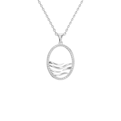 Aya Fine Jewelry Women's White / Yellow / Rose Gold Eighteen Kt Oval Maritime Wave Pendant Necklace In Metallic