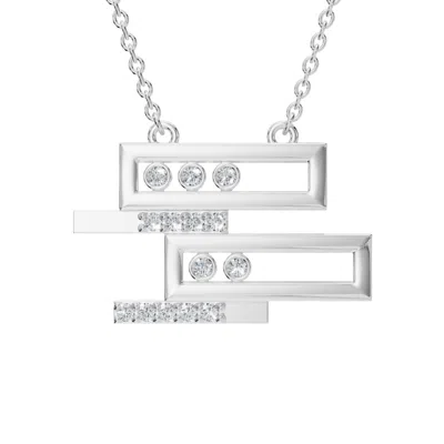 Aya Fine Jewelry Women's White / Yellow / Rose Gold Eighteen Kt Stacked Rectangular Diamond Pendant Necklace