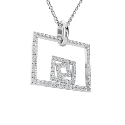 Aya Fine Jewelry Women's White / Yellow / Rose Gold Eighteen Kt Twin Square Pave Diamond Necklace In Silver