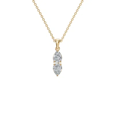 Aya Fine Jewelry Women's White / Yellow / Rose Gold Fourteen Kt Celestial Twin Pear Pendant Necklace