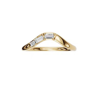 Aya Fine Jewelry Women's White / Yellow / Rose Gold Fourteen Kt Curved Baguette Diamond Band