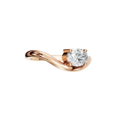 Aya Fine Jewelry Women's White / Yellow / Rose Gold Fourteen Kt Oval Solitaire Curved Engagement Ring