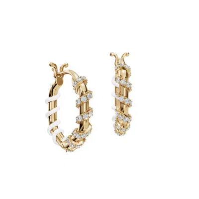 Aya Fine Jewelry Women's White / Yellow / Rose Gold Fourteen Kt Twist Rope Hoop Earrings