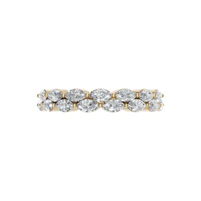 Aya Fine Jewelry Women's White / Yellow / Rose Gold Fourteen Kt Two Row Round Diamond Anniversary Ring