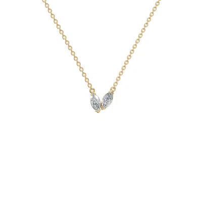 Aya Fine Jewelry Women's White / Yellow / Rose Gold Fourteen Kt Two Stone Marquise Necklace