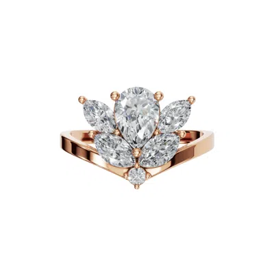 Aya Fine Jewelry Women's White / Yellow / Rose Gold Ten Kt Celestial Crown Marquise & Pear Diamond Ring