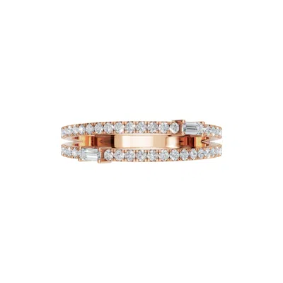 Aya Fine Jewelry Women's White / Yellow / Rose Gold Ten Kt Twin Diamond Rows Baguette Band