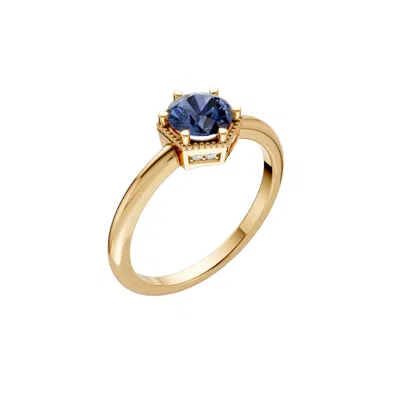Aya Fine Jewelry Women's Yellow 0.69 Ct Round Vintage Art Deco Lab Diamond Engagement Ring