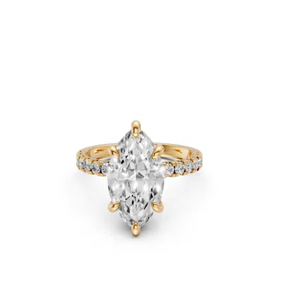 Aya Fine Jewelry Women's Yellow 4 Carat Cecile Marquise Cut Lab Grown Diamond Pave Engagement Ring In Gold