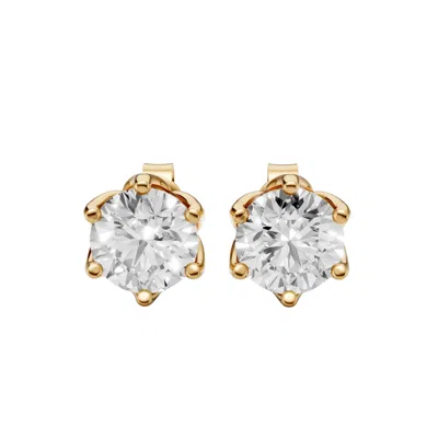 Aya Fine Jewelry Women's Yellow Avyra Round Lab Grown Diamond Solitaire Stud Earrings In Gold