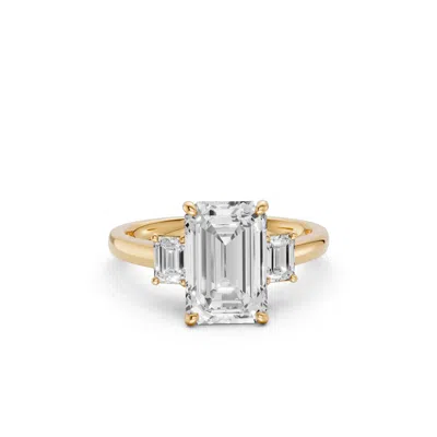 Aya Fine Jewelry Women's Yellow Elara Emerald Cut Igi Certified Lab Grown Diamond Three Stone Engagement Ring In Gold