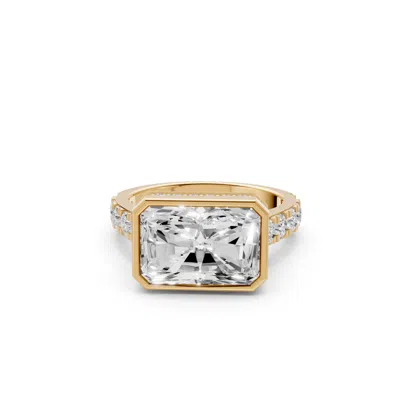 Aya Fine Jewelry Women's Yellow Elara Radiant Cut Lab Grown Diamond Bezel Engagement Ring In Gold