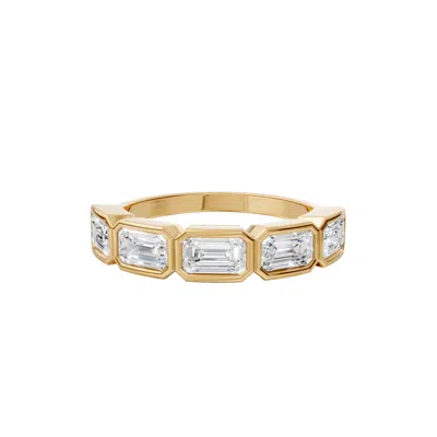 Aya Fine Jewelry Women's Yellow Emerald Cut Lab Diamond Band Ring