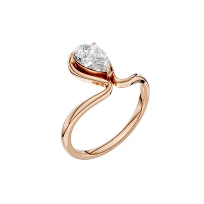 Aya Fine Jewelry Women's Yellow Pear Cut Lab Diamond Solitaire Ring 1.10 Ctw In 14k Rose Gold