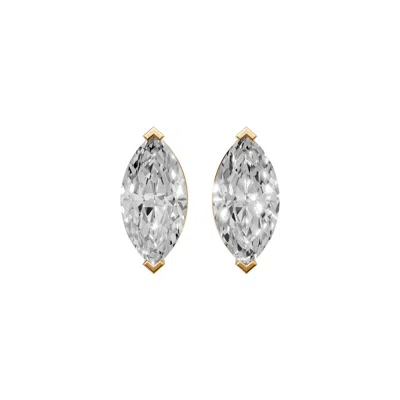 Aya Fine Jewelry Women's Yellow Quinn 3 Carat Marquise Cut Igi Certified Lab Grown Diamond Stud Earrings In Gold