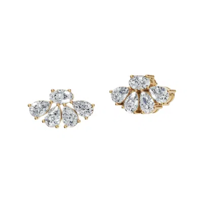 Aya Fine Jewelry Women's Yellow / White / Rose Gold 1.90 Ctw Lab Diamond Stud Earrings In 14k Gold With Pear, Oval  D
