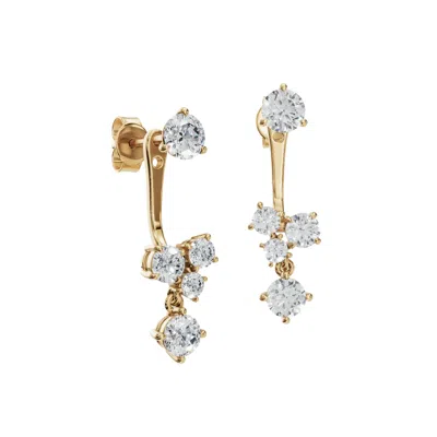 Aya Fine Jewelry Women's Yellow / White / Rose Gold Eighteen Kt Cluster Round Diamond Dangle Earrings